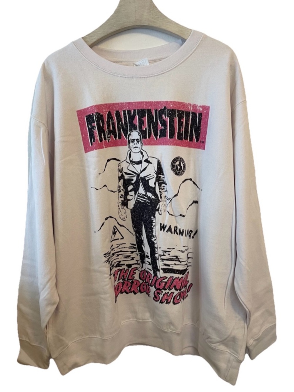 Frankenstein Sweatshirt Pullover XL White Pink Universal NWOT Horror Monster